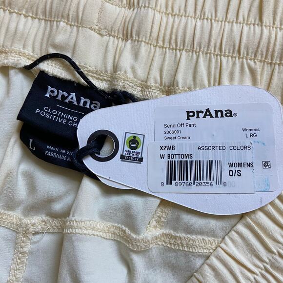 Prana Send Off Pant Women's L Sweet Cream Wide Leg Relaxed Straight High Rise - Picture 6 of 12
